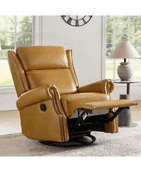 Paoletta Genuine Leather Manual Swivel Glider Recliner