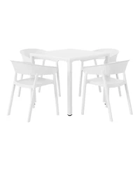 5-Piece Outdoor Metal Frame Square Dining Table Patio Set with Stackable Patio Dining Chairs