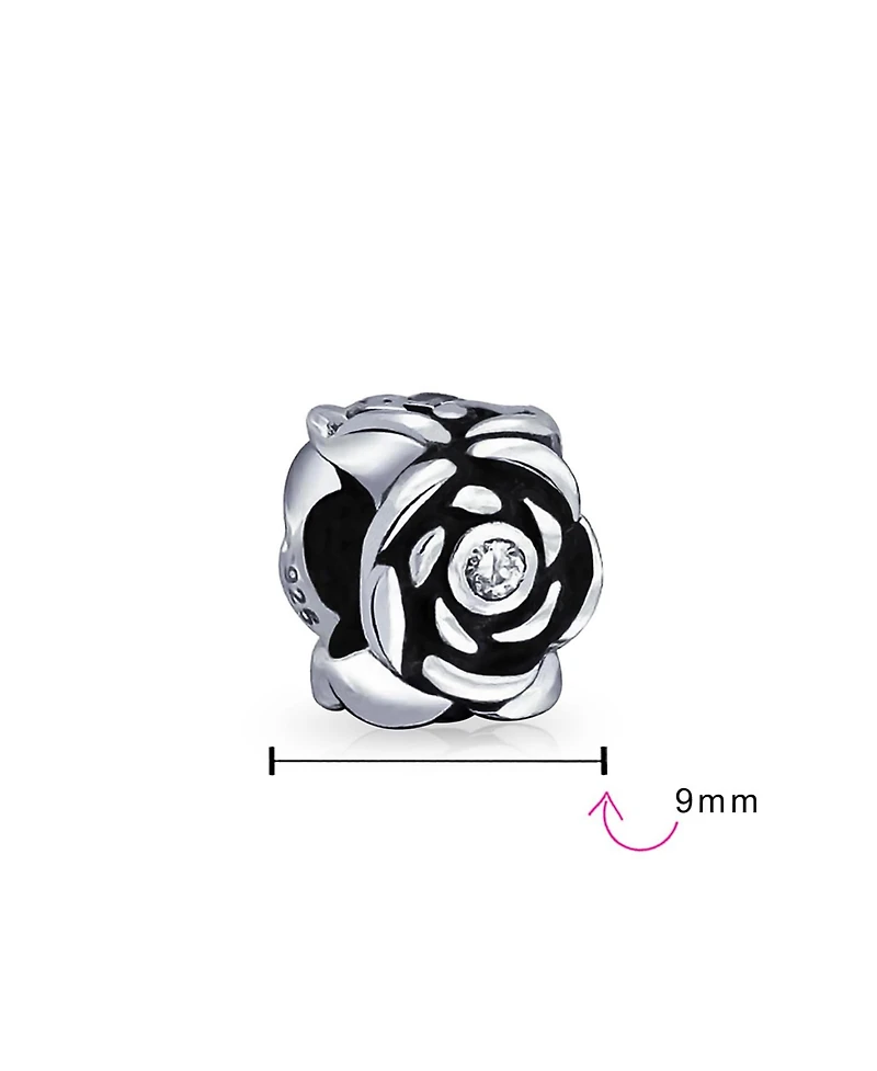 Bling Jewelry Set of 2 Flower Garden Black Rose Charm Bead Oxidized Sterling Silver
