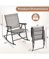 Folding Rocking Chair with Breathable Seat Fabric Set of 2