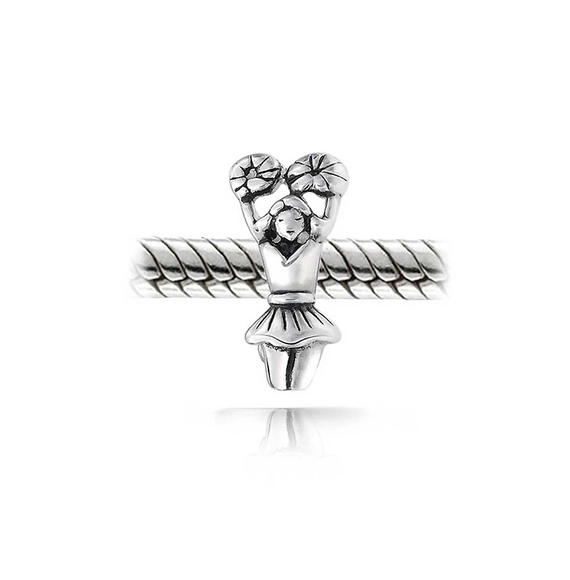 Bling Jewelry Set of 2 Volleyball and School Spirit Cheerleader Charm Bead Sterling Silver