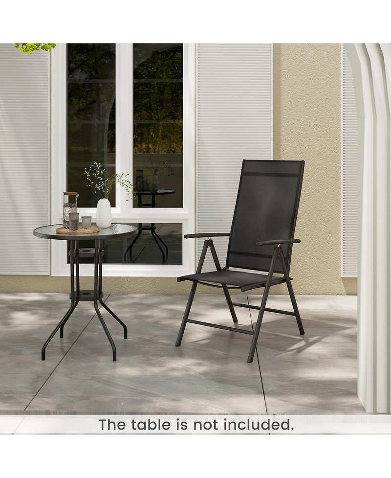 1 Piece Patio Folding Dining Chairs with 7-Level Adjustable High Backrest