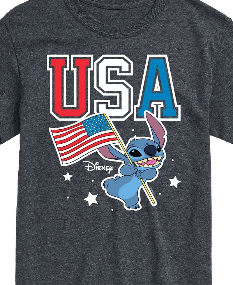 Airwaves Men's Disney Lilo Stitch Usa Flag Short Sleeve T-Shirt