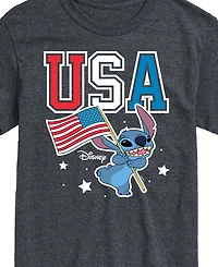 Airwaves Men's Disney Lilo Stitch Usa Flag Short Sleeve T-Shirt