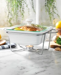 Godinger White Square Porcelain Baker With Stand