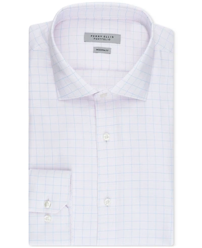 Perry Ellis Portfolio Men's Textured Tattersall Dress Shirt