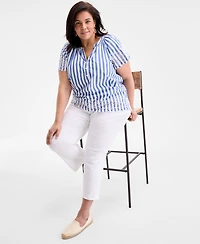 Style & Co Plus Striped Flutter-Sleeve Top, Exclusively at Macy's