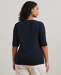 Lauren Ralph Plus Cotton-Blend Boatneck Top