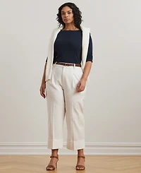 Lauren Ralph Plus Cotton-Blend Boatneck Top