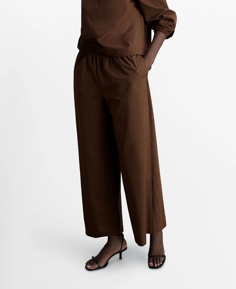 Mango Women's Straight-Fit Cotton Pants