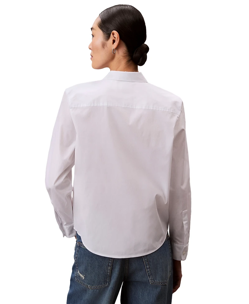 Calvin Klein Jeans Women's Cotton Poplin Stretch Relaxed Button-Down Shirt