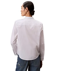 Calvin Klein Jeans Women's Cotton Poplin Stretch Relaxed Button-Down Shirt