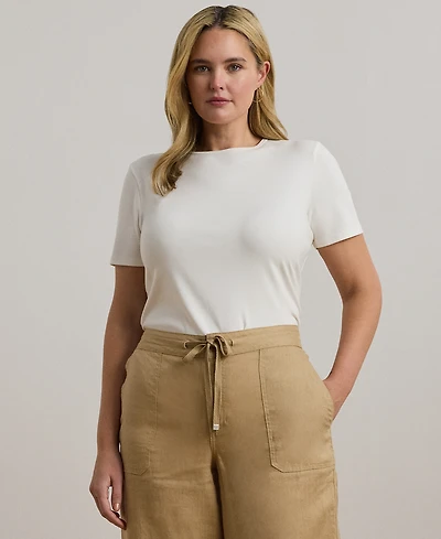 Lauren Ralph Plus Stretch Cotton T-Shirt