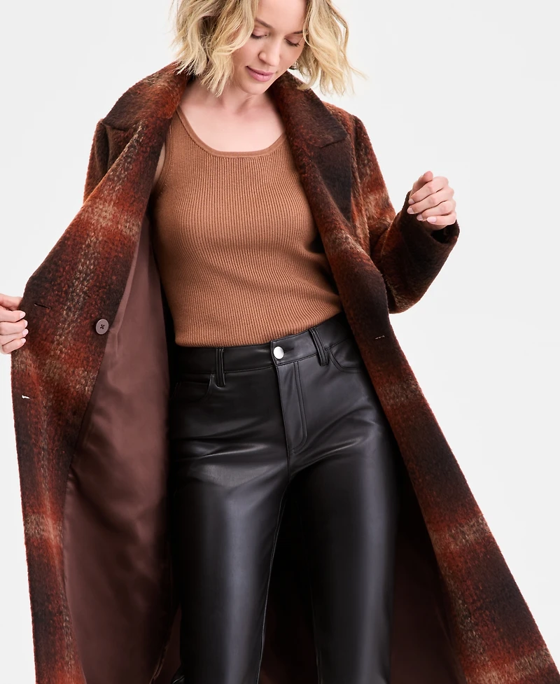 Bcbg Women's Double-Breasted Plaid Coat