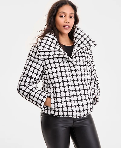Bcbgmaxazria Women's Short Tweed Puffer Coat, Exclusively at Macy's