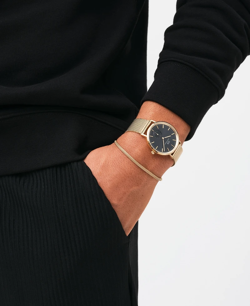 Daniel Wellington Unisex Analog Gold-Tone Stainless Steel Mesh Watch, 40mm