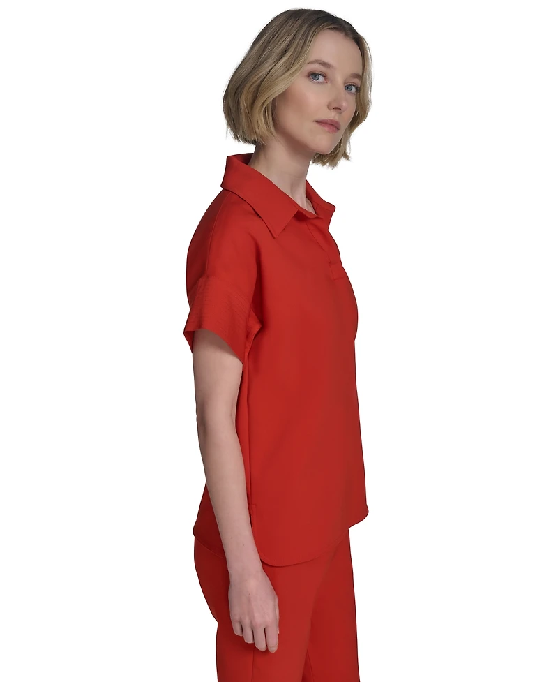 Halston Women's Compression Short-Sleeve Polo Top