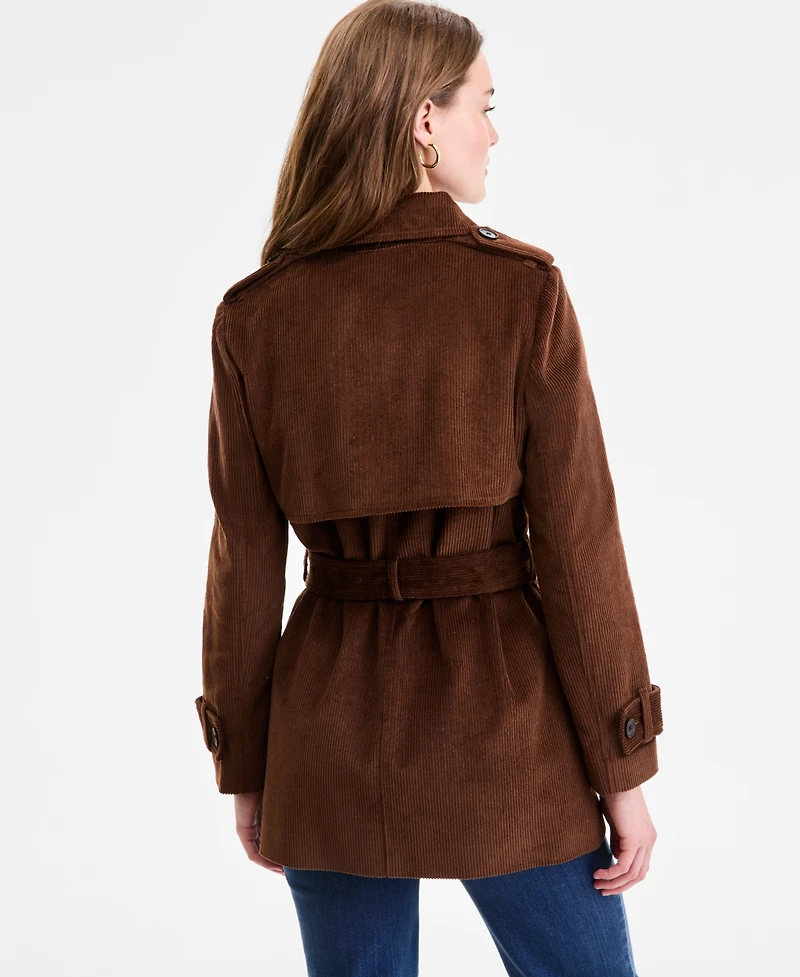 Bcbg Women's Belted Corduroy Trench Coat