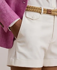 Lauren Ralph Women's Pleated Double-Faced Cotton Short