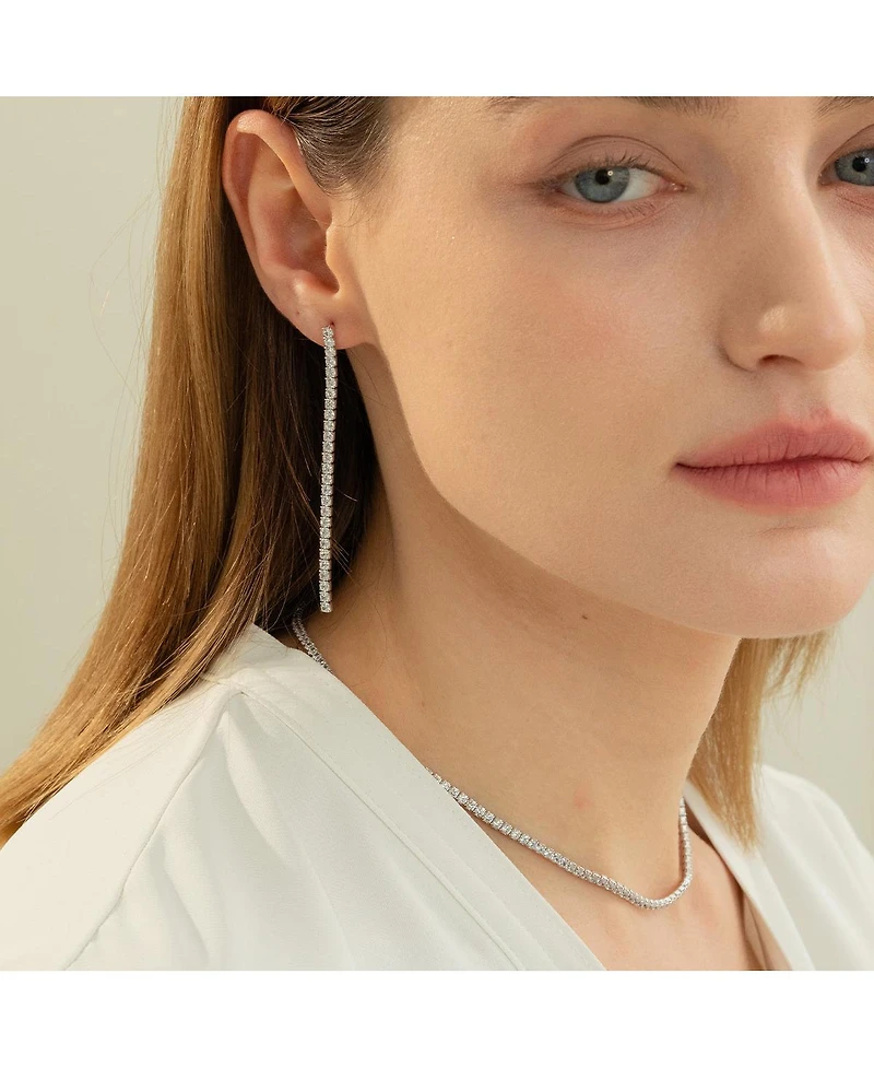 Sterling Silver Cherie Drop Tennis Earrings