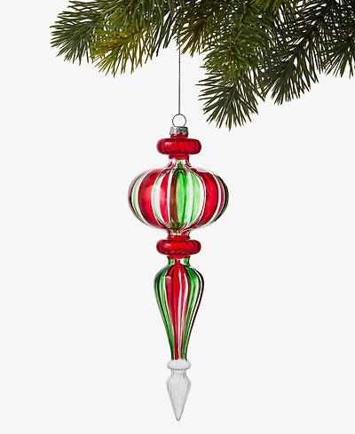 Holiday Lane Heritage Glass Red and Green Finial Ornament, Macy's Exclusive