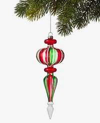 Holiday Lane Christmas Cheer Glass Red and Green Finial Ornament, Macy's Exclusive