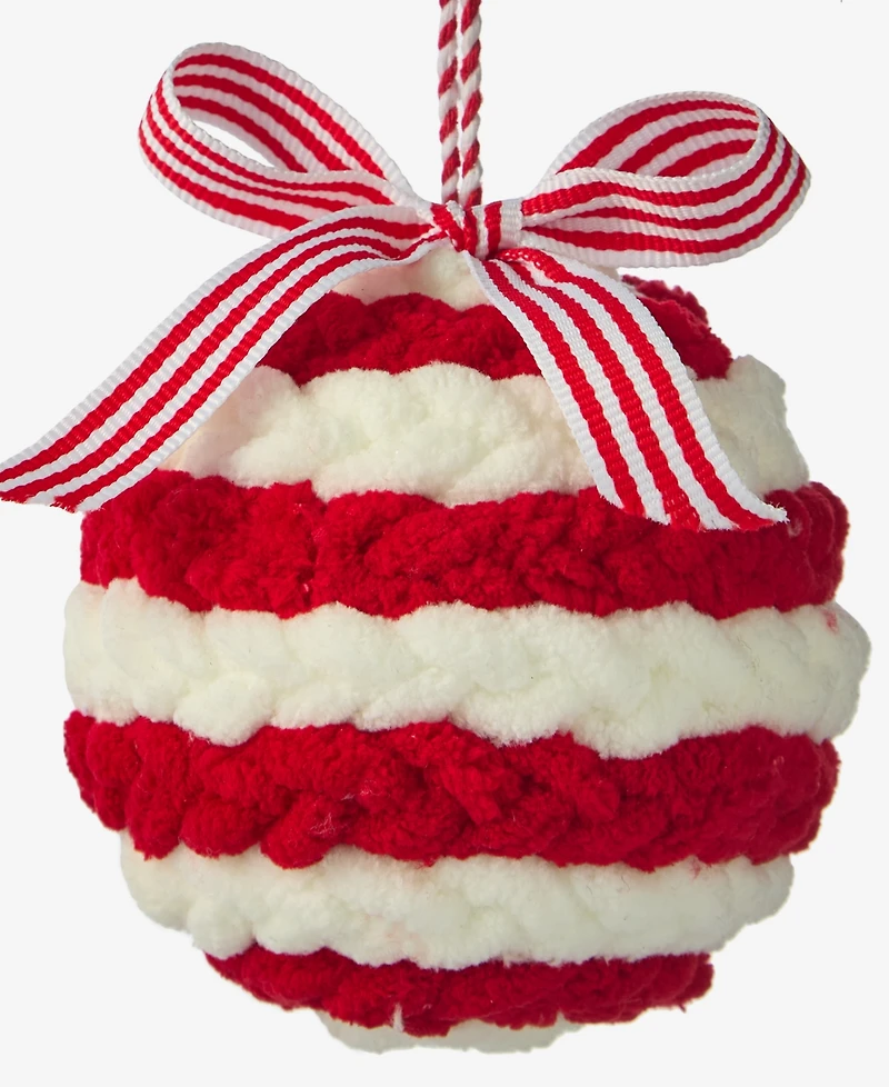 Holiday Lane Christmas Cheer Soft Red Stripe Ball Ornament, Macy's Exclusive