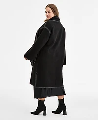 Bcbgmaxazria Plus Button-Front Edge-Stitch Scarf Coat