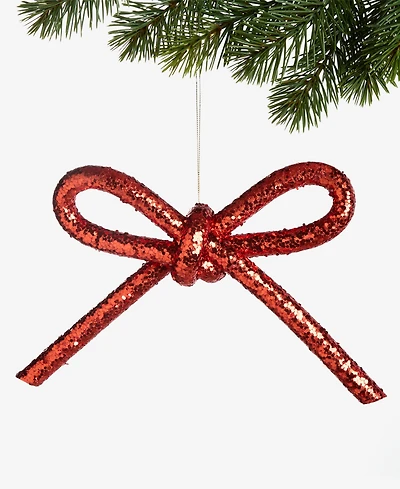 Holiday Lane Christmas Cheer Red Glitter Bow Ornament, Exclusively Made For Macy'S