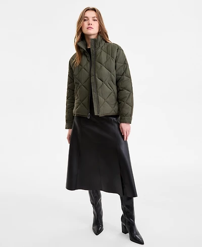Bcbgmaxazria Women's Cropped Diamond Quilted A-Line Jacket, Exclusively at Macy's
