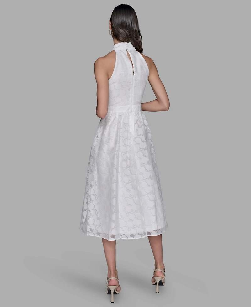 Karl Lagerfeld Paris Women's Organza Burnout Midi Dress