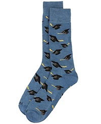 MeMoi Men's Graduation Pattern Rayon Novelty Crew Socks