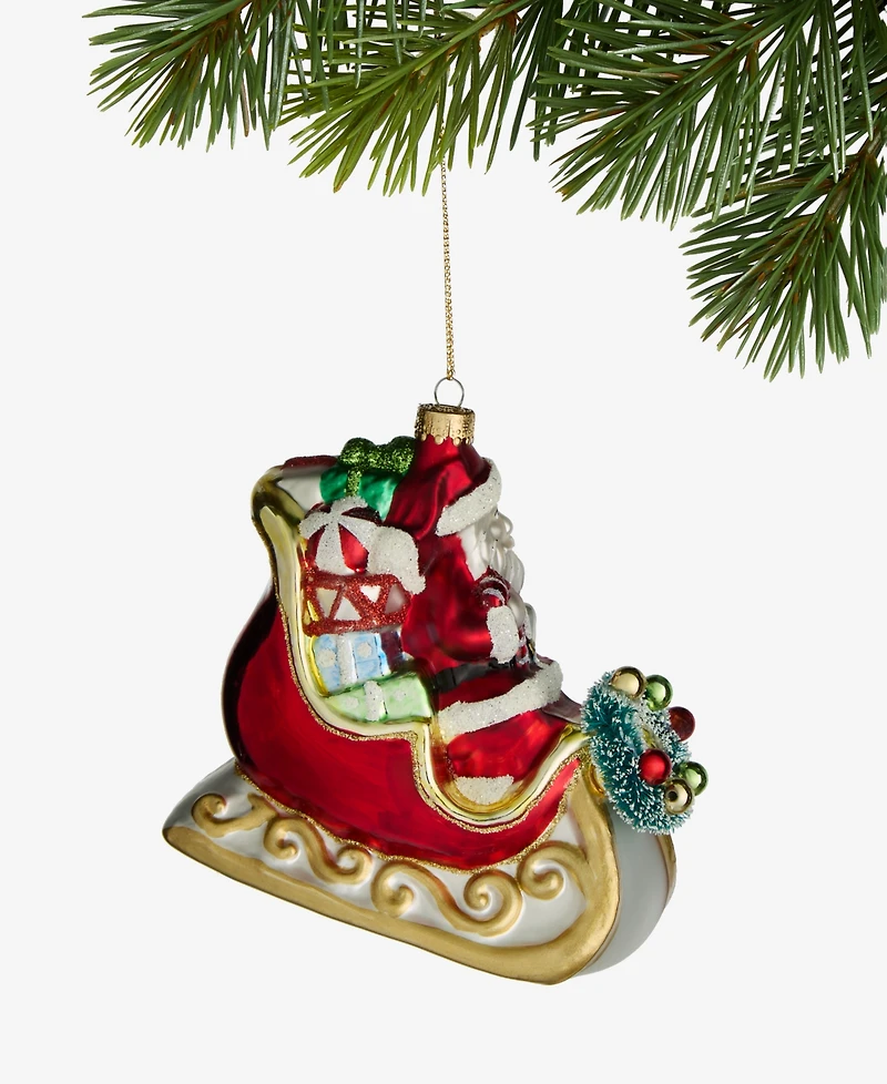 Holiday Lane Christmas Cheer Santa In Sleigh Ornament, Macy's Exclusive