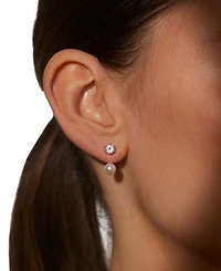 Eliot Danori Silver-Tone Imitation Pearl & Cubic Zirconia Maisie Front & Back Earrings, Exclusively at Macy's