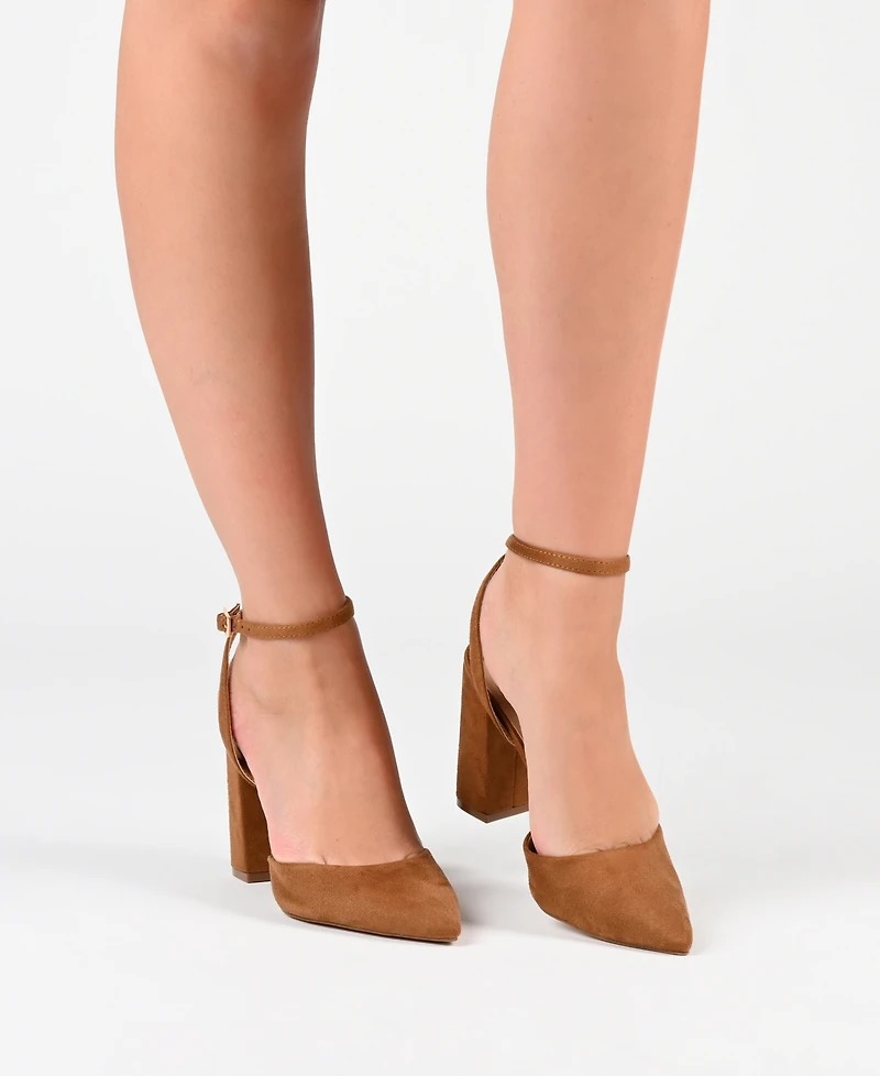 Journee Collection Women's Tyyra Ankle Strap Block Heel Pumps