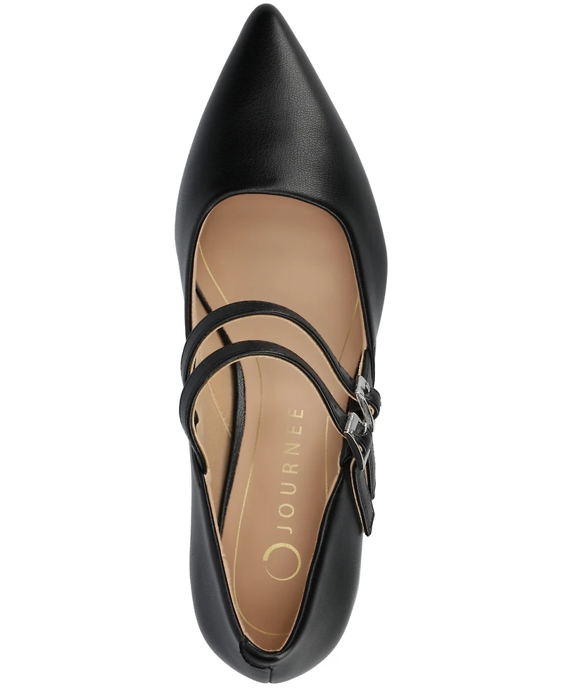 Journee Collection Women's Carnation Mary Jane Pointed Toe Comfort Pumps