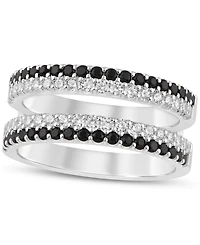 Black & White Diamond Guard Ring (1 ct. t.w.) in 14k White Gold