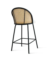 Set of 2 Rattan Back Counter Stools, Modern Boucle Bar Stools with Metal Legs for Kitchen Island-Maison Boucle