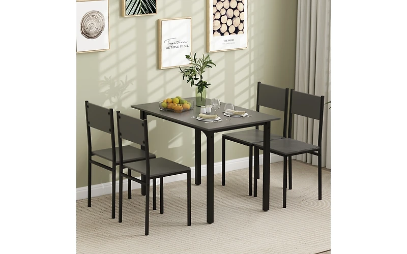 5 Piece Dining Table Set Industrial Style Kitchen Table and Chairs for 4