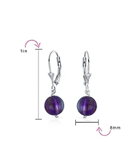 Bling Jewelry Set of 3 Sterling Silver Drop Earrings with Natural Stones Balls 8MM