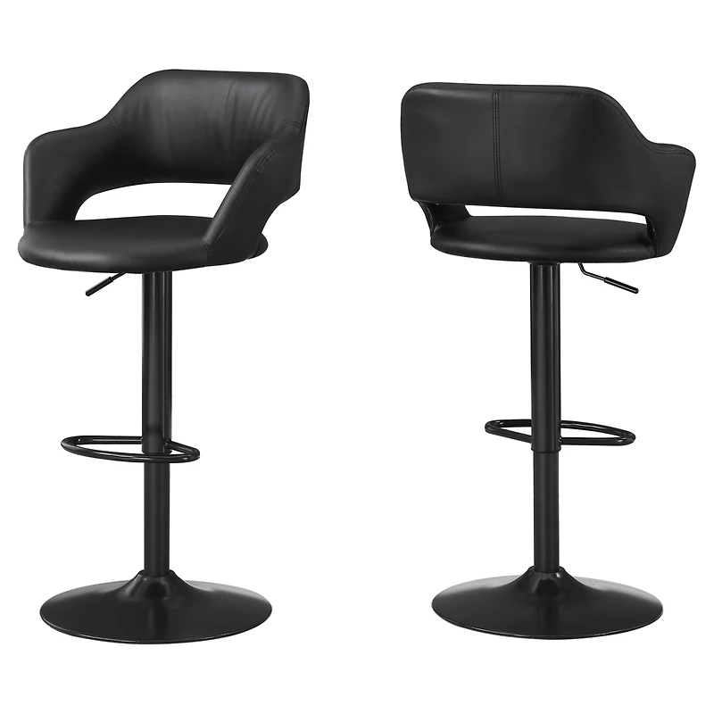 Faux Leather And Metal Low Back Adjustable Height Bar Chair