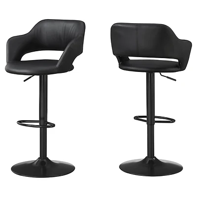 Faux Leather And Metal Low Back Adjustable Height Bar Chair