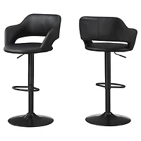 Faux Leather And Metal Low Back Adjustable Height Bar Chair