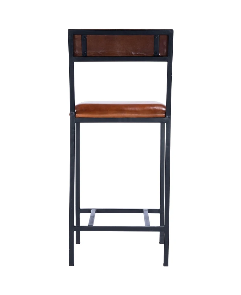 Durable Wood and Iron Bar Stool for Kitchen, Bistro, or Patio Use