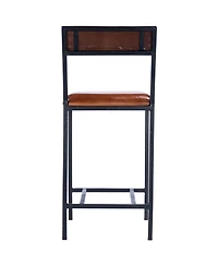 Durable Wood and Iron Bar Stool for Kitchen, Bistro, or Patio Use