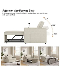 Duncan Modern Channel Tufted Upholstered Sleeper Sofa With Built-In Usb Port