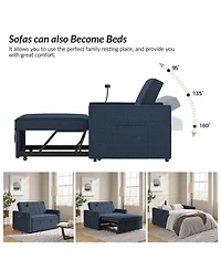 Duncan Modern Channel Tufted Upholstered Sleeper Sofa With Built-In Usb Port