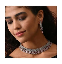 Sohi Women's Silver Plated Designer Jewellery Set