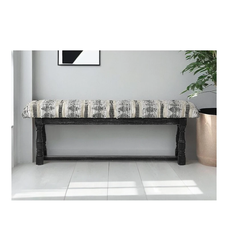 Upholstered Faux Leather Bench for Entryway Bedroom or Living Room