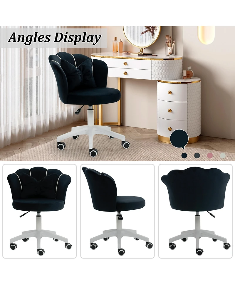 Dyhome Modern Velvet Task Chair 360 Swivel Adjustable Height Office